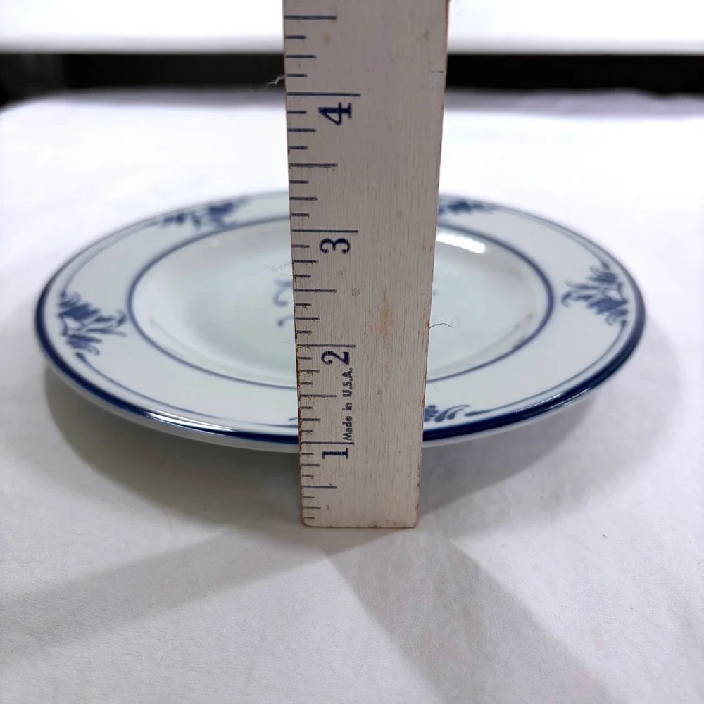 4 Vintage Blue & White Salad Plates 6.25
